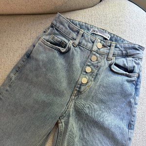 straight leg light wash zara jeans